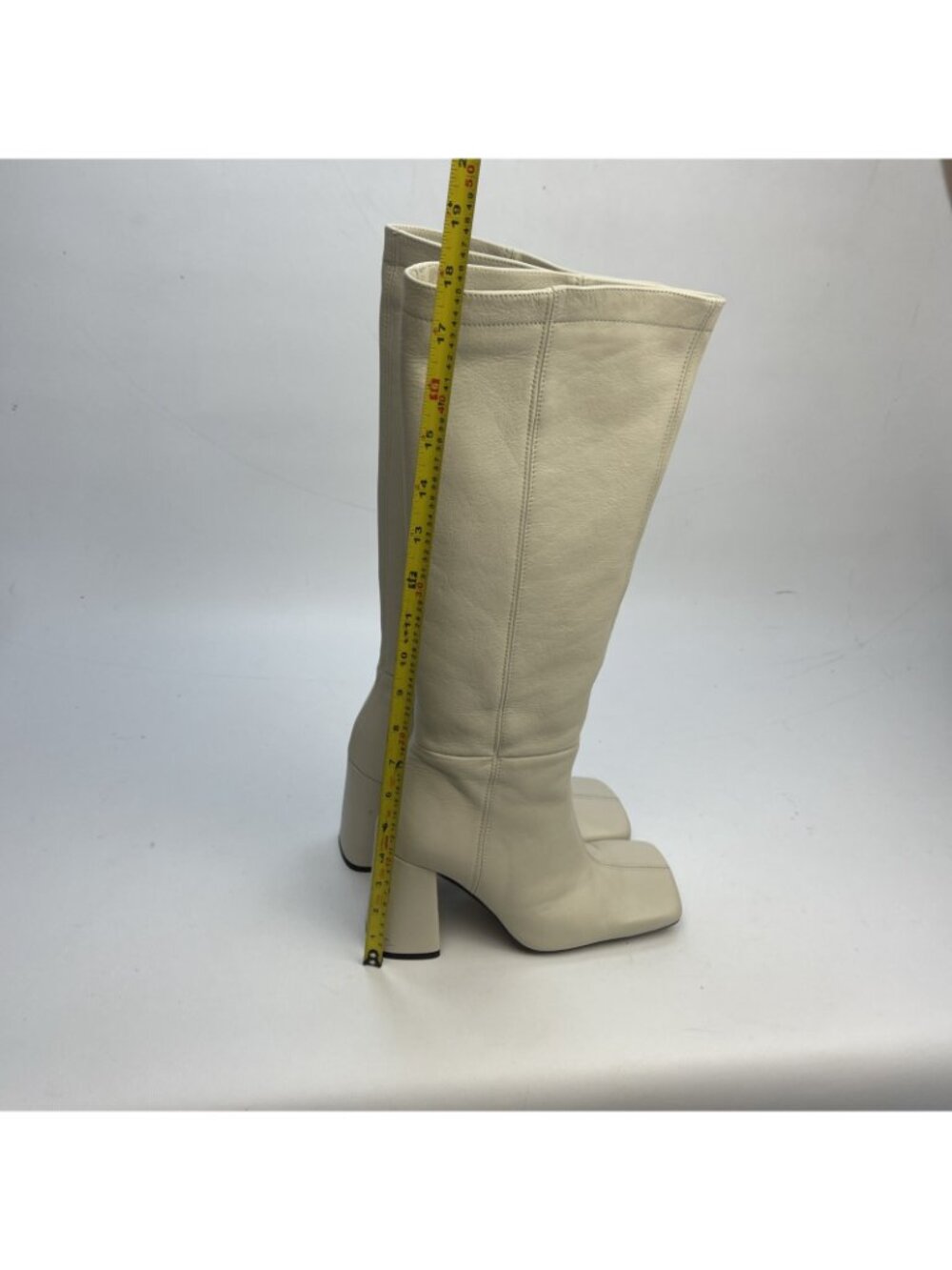 Y2K L'Intervalle White Leather Boots Women’s 37 Retro 60's Scandinavian Luxe - Picture 13 of 14